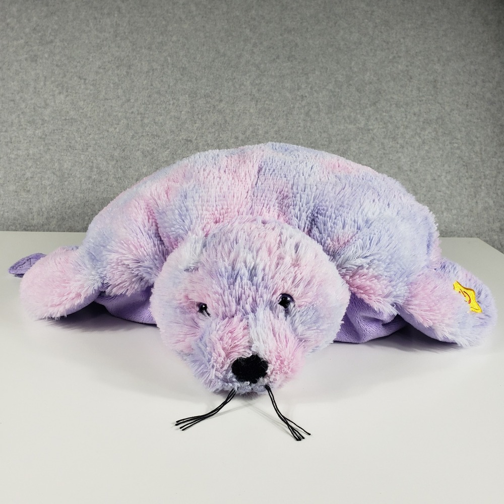 Glow Pets Unisex Kids Purple Pink Tie Dye Light Up Seal Plush Pillow Pet 12 In